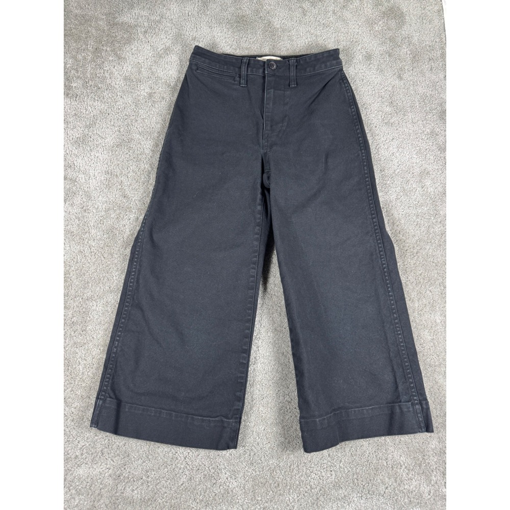 Madewell Wide Leg Crop Pants Black Canvas High Rise Petite 26P